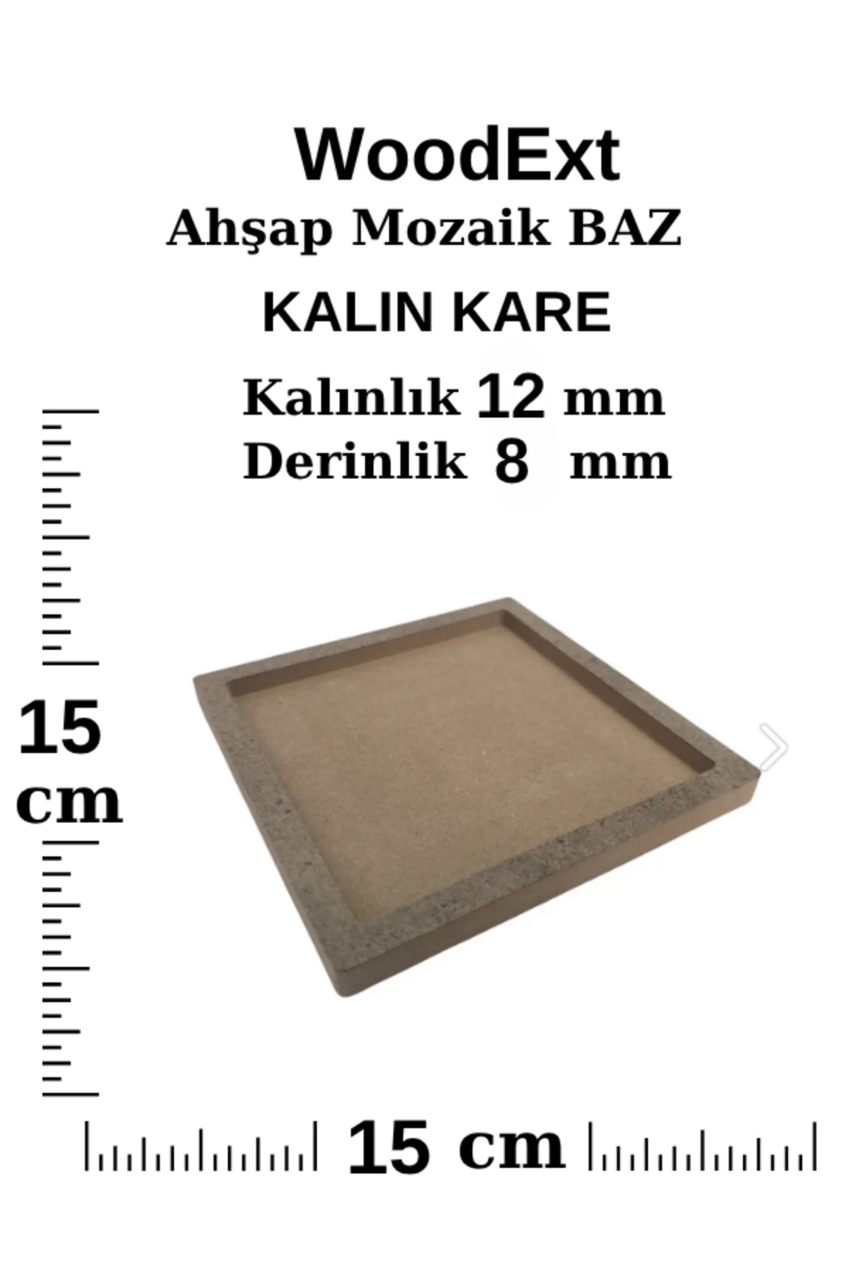 Mozaik Çalışması Için Kare Ahşap Baz. 15 Cm X 15 Cm X 1.2 Cm