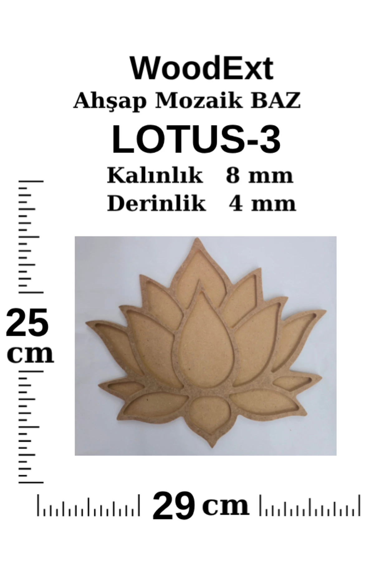 Ahşap Mozaik Baz. Lotus Çiçeği. Mozaik Ahşap Baz. 25 Cm X 29 Cm Derinlik 4 Mm