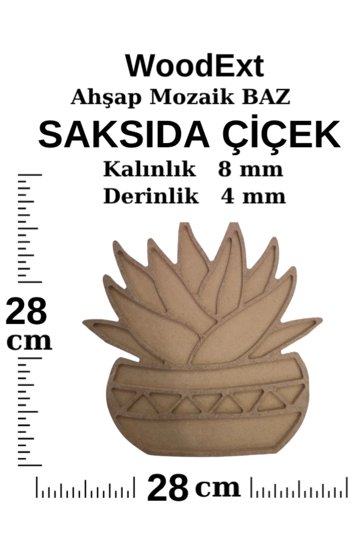 Ahşap Mozaik Baz. Saksı Çiçek. Mozaik Için Ahşap Baz. 28 Cm X 28 Cm Derinlik 4 Mm