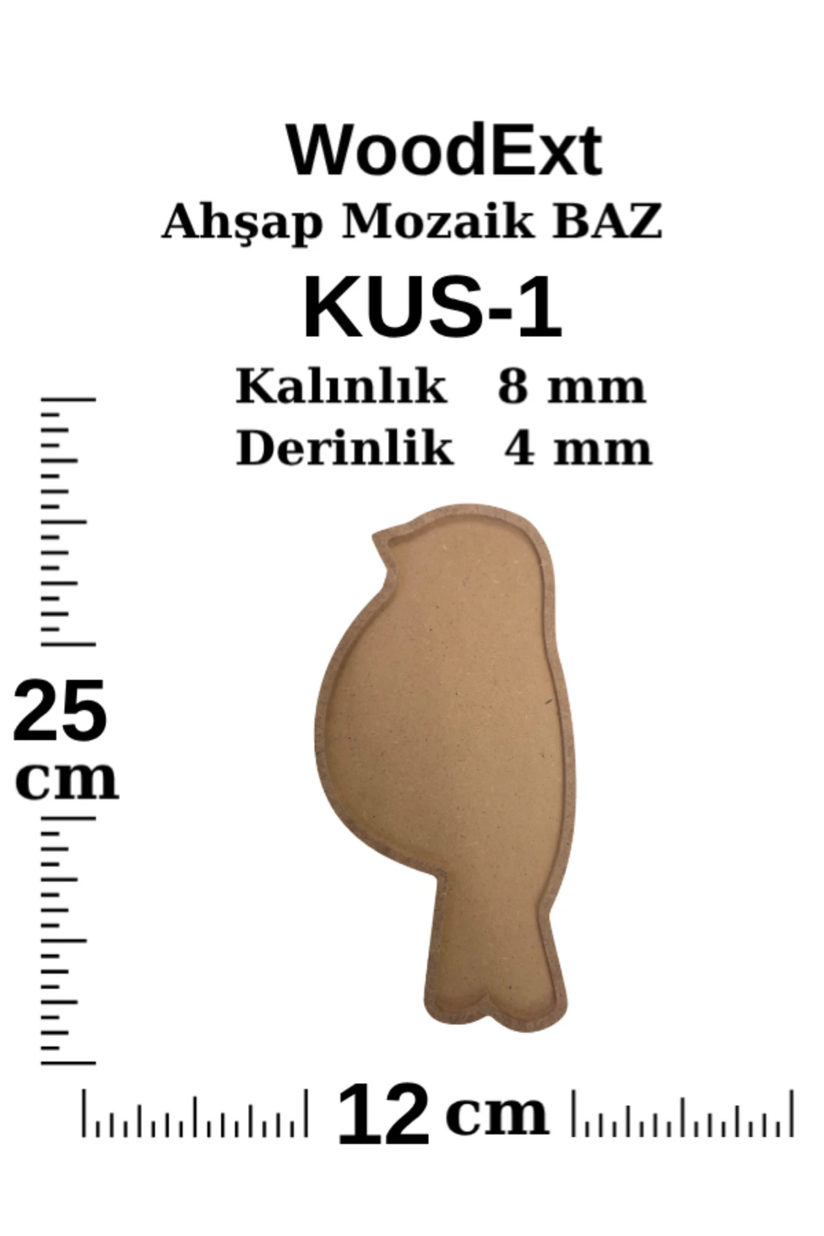 Ahşap Mozaik Baz. Kuş. Mozaik Ahşap Baz. 25 Cm X 12 Cm Derinlik 4 Mm