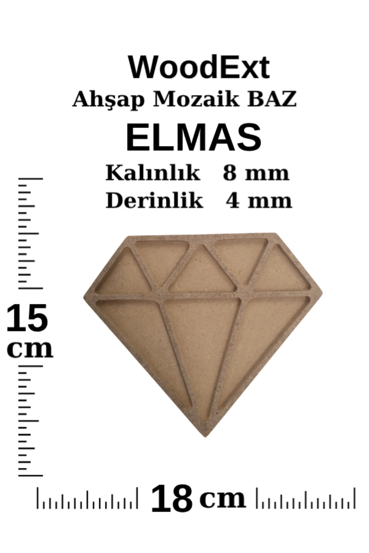 Ahşap Mozaik Baz. Elmas - Mücevher. Mozaik Ahşap Baz. 15 Cm X 18 Cm Derinlik 4 Mm