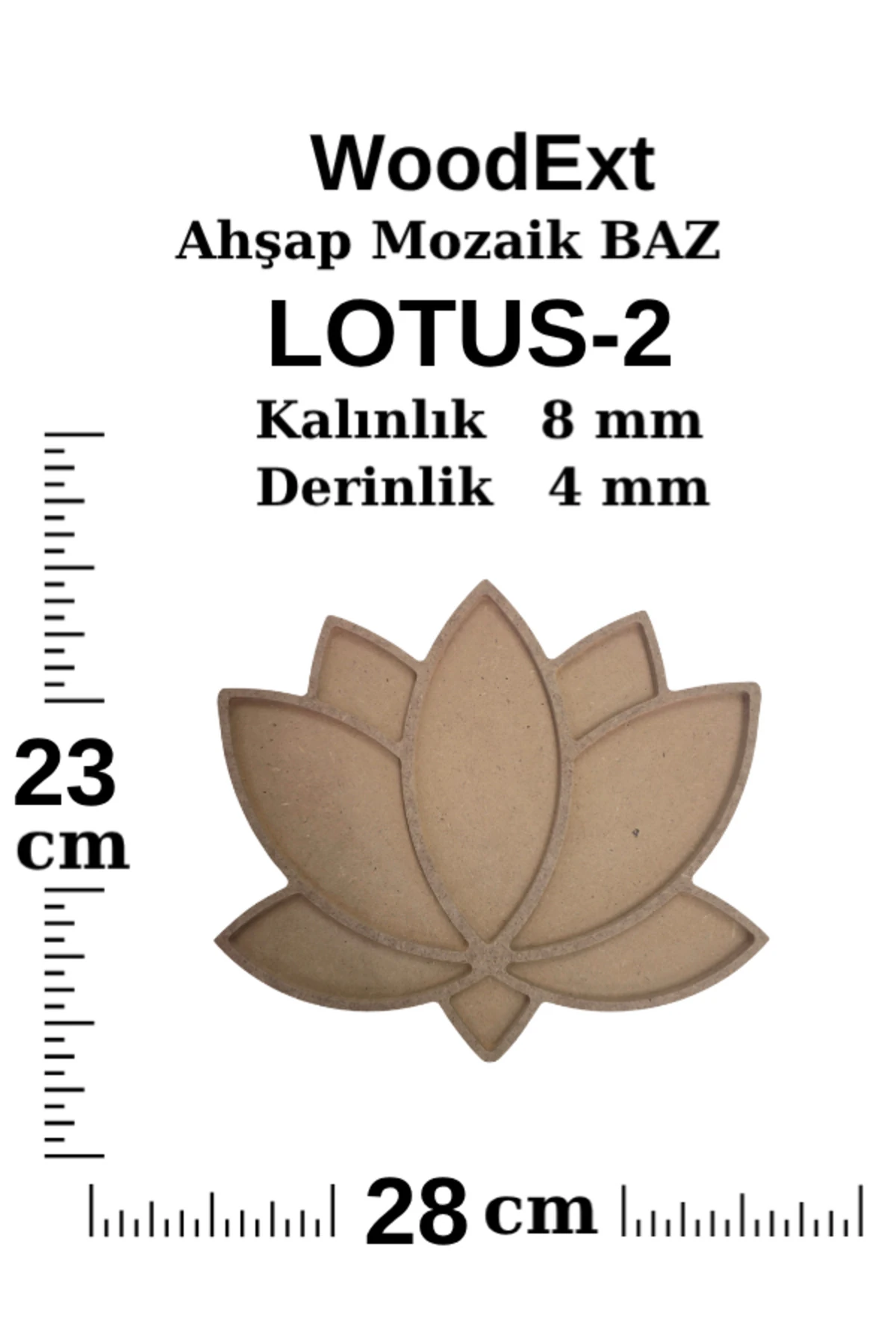 Mozaik Çalışması Için Lotus Çiçeği Ahşap Baz. 23 Cm X 28 Cm Derinlik 4 Mm