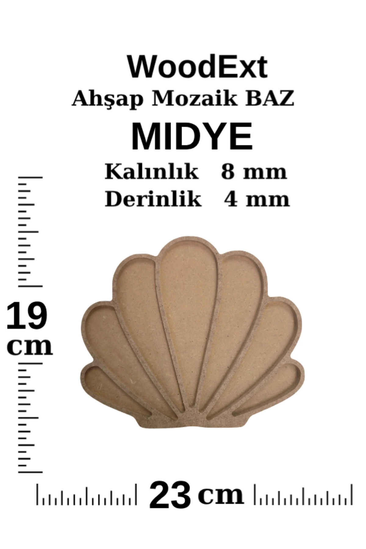 Ahşap Mozaik Baz. Midye. Mozaik Ahşap Baz. 19 Cm X 23 Cm Derinlik 4 Mm