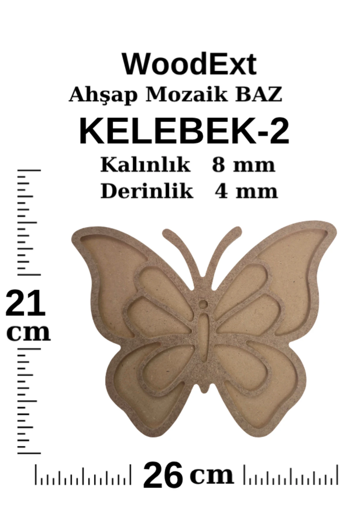 Ahşap Mozaik Baz. Kelebek Büyük Mozaik Ahşap Baz. 21 Cm X 28 Cm Derinlik 4 Mm