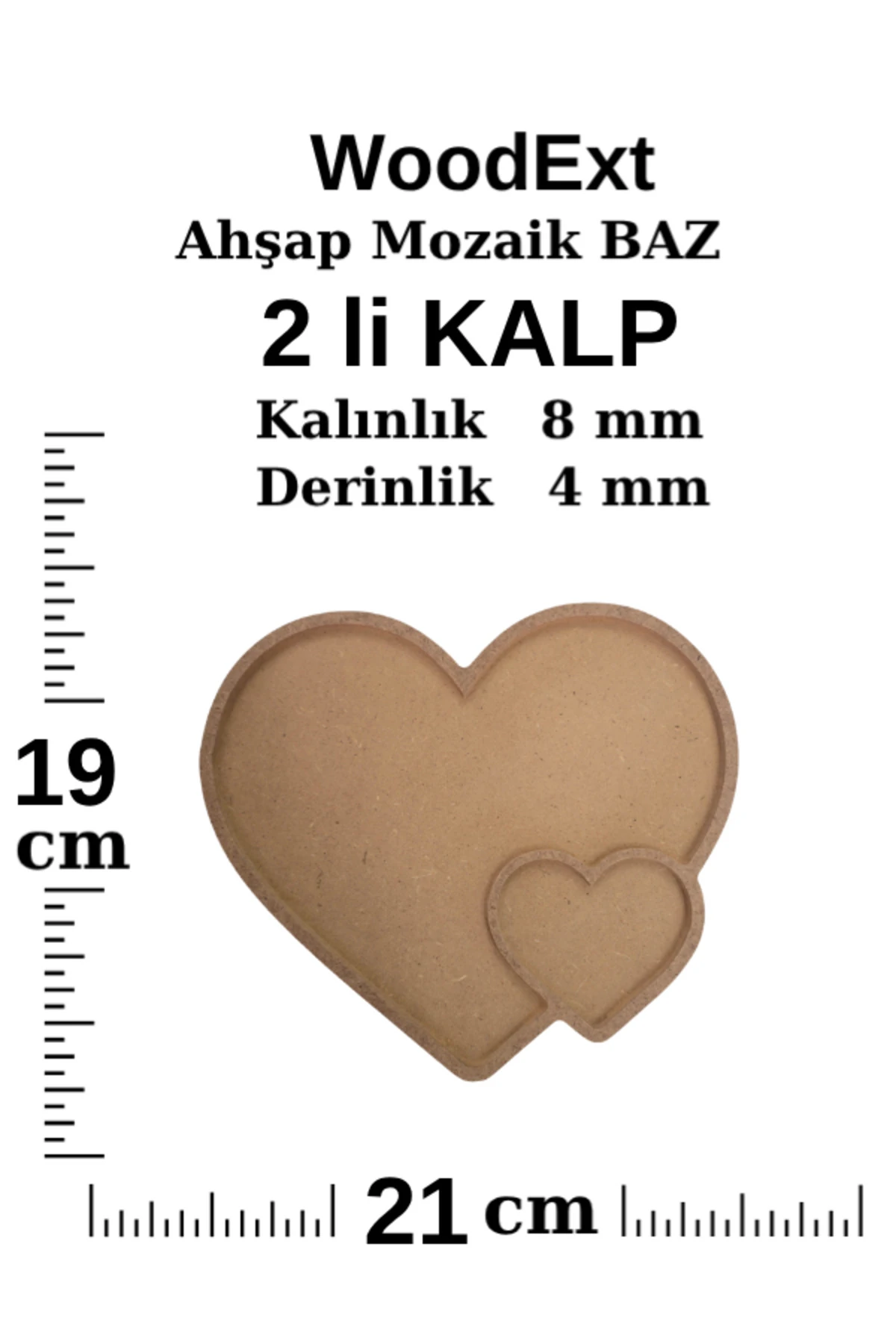 Ahşap Mozaik Baz. Kalp . Mozaik Ahşap Baz. 19 Cm X 21 Cm Derinlik 4 Mm