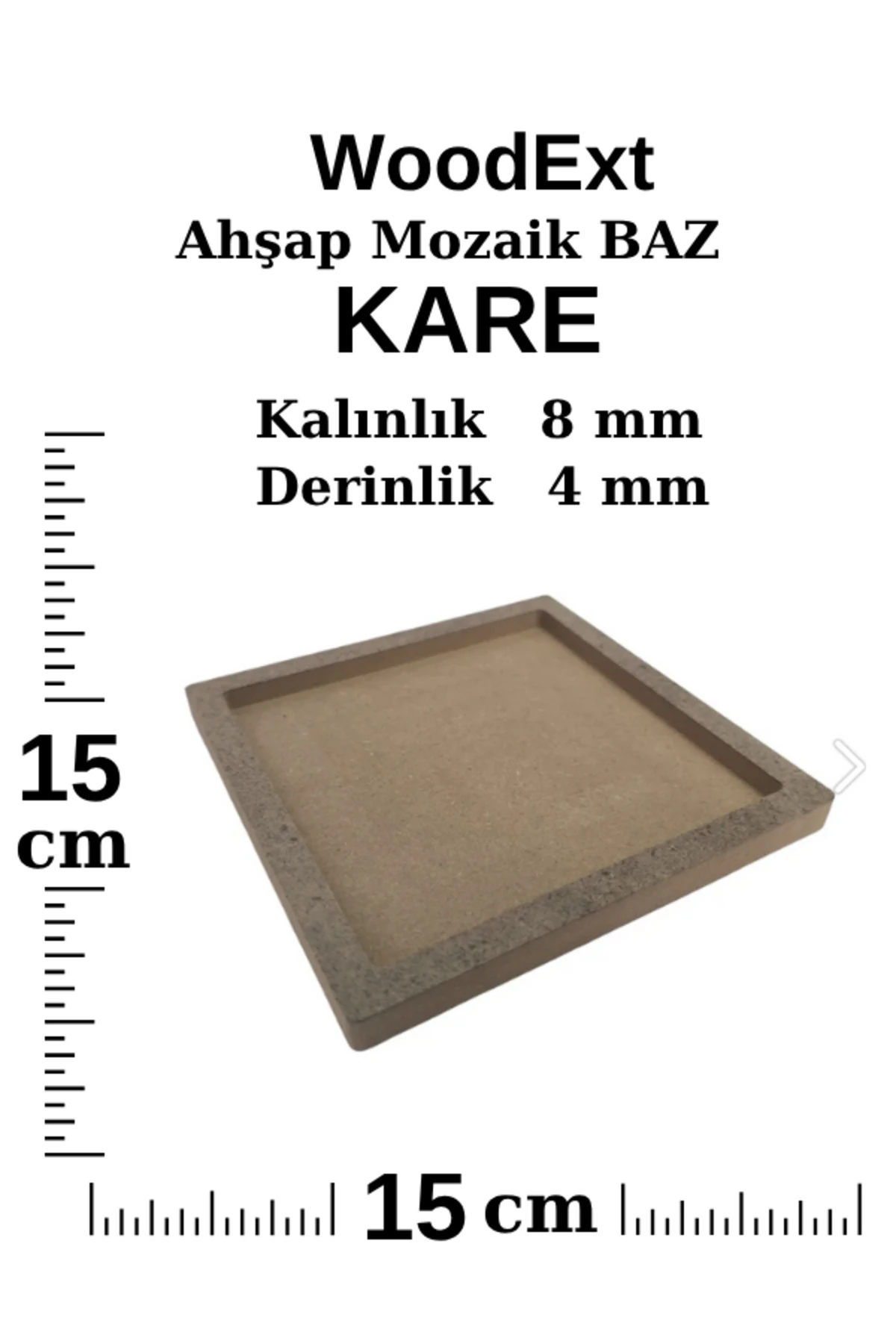 Ahşap Mozaik Baz. Kare . Mozaik Ahşap Baz. 15 Cm X 15 Cm Derinlik 4 Mm