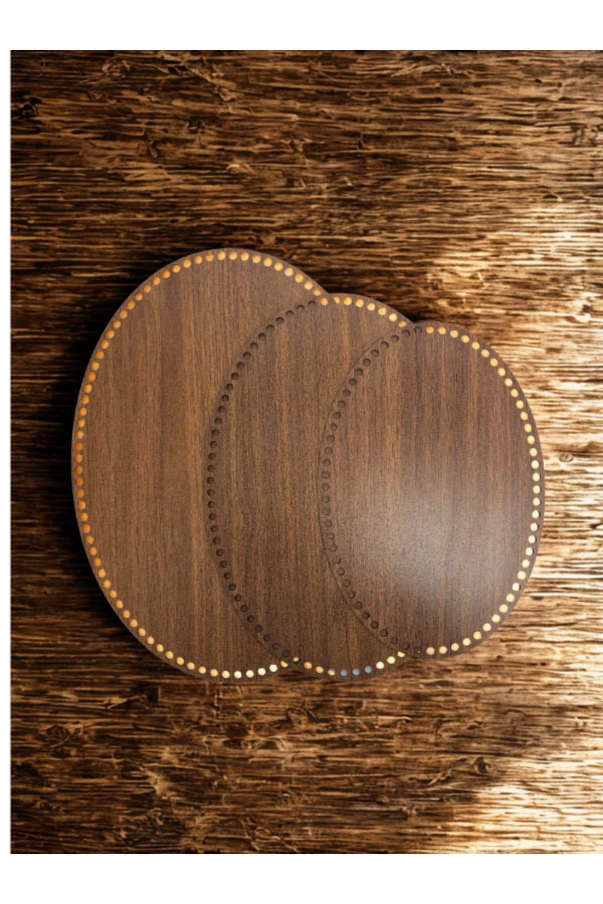 Ahşap Hobi Oval Elips Sepet Tepsi Tabanı Hobi kasnak ceviz renkli. 3'lü