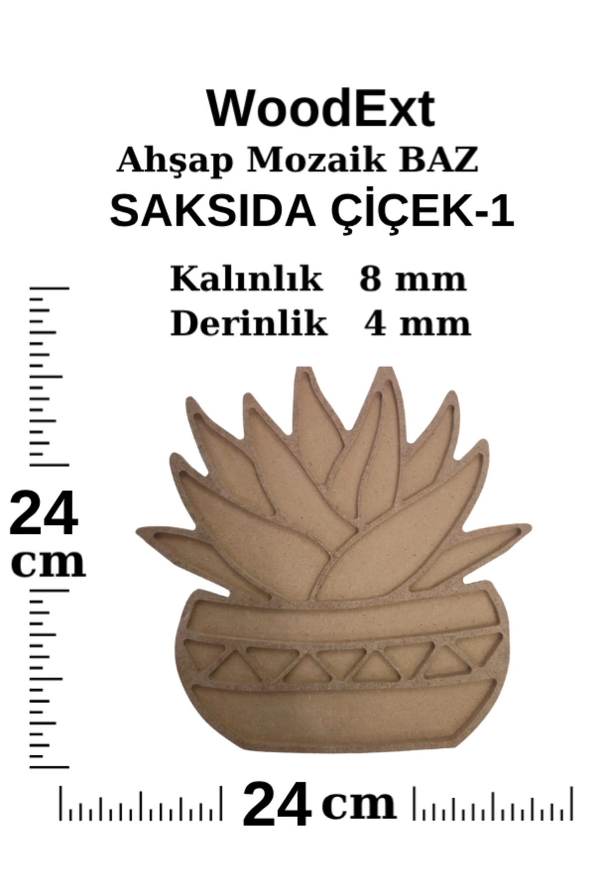 Ahşap Mozaik Baz. Saksı Çiçek Mozaik Ahşap Baz. 24 Cm X 24 Cm Derinlik 4 Mm