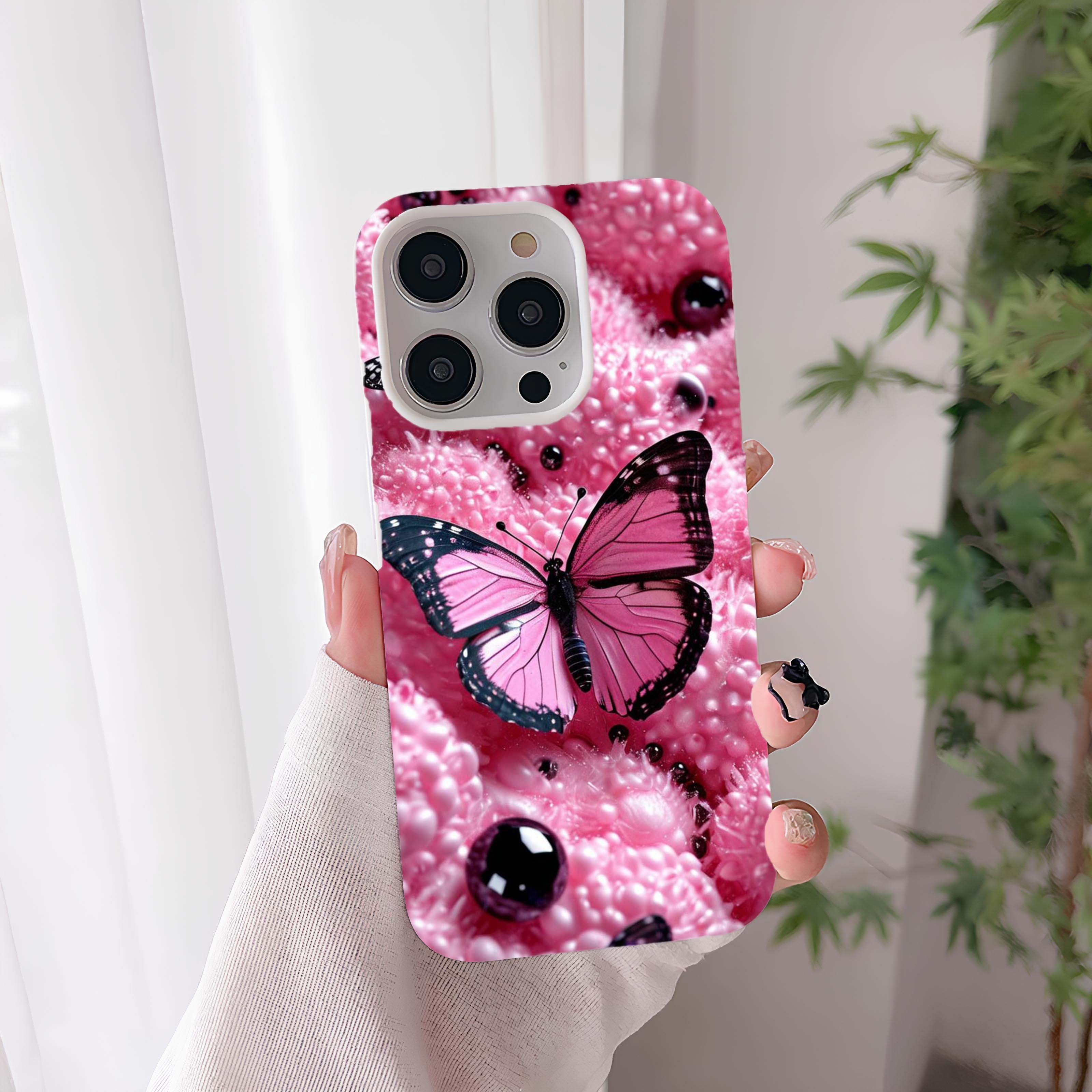 Pink Butterfly Özel Tasarım Premium Kalite Telefon Kılıfı