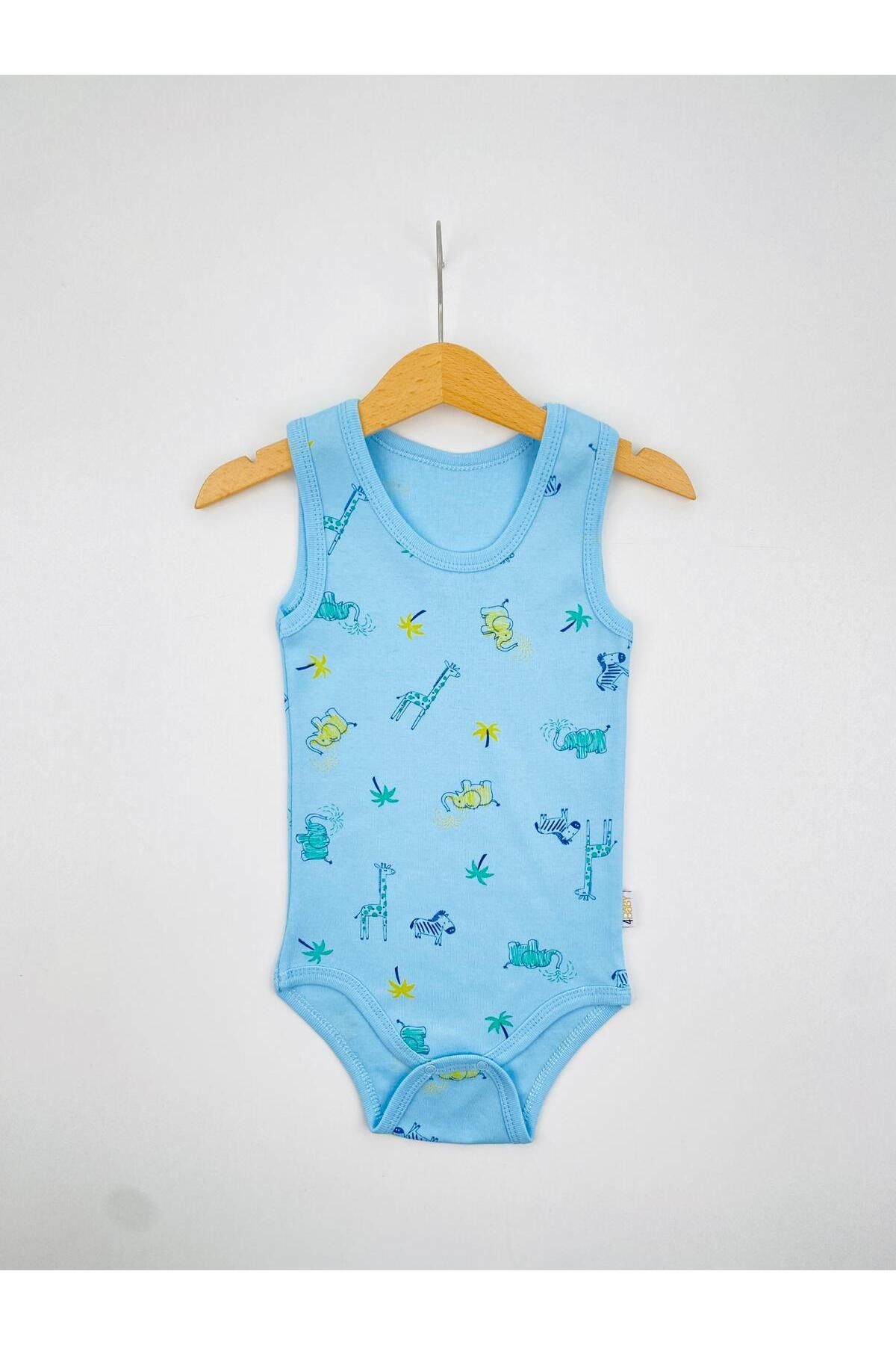 3'lü Zebra Desenli Pamuklu Bebek Atlet Body