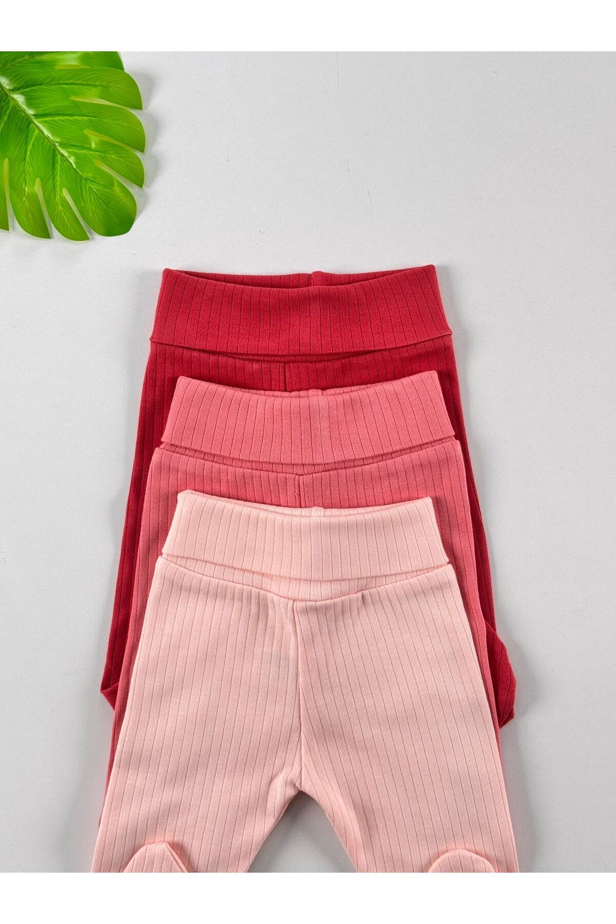 3'lü %100 Pamuklu Raporlu Unisex Basic Patikli Bebek Pantolon