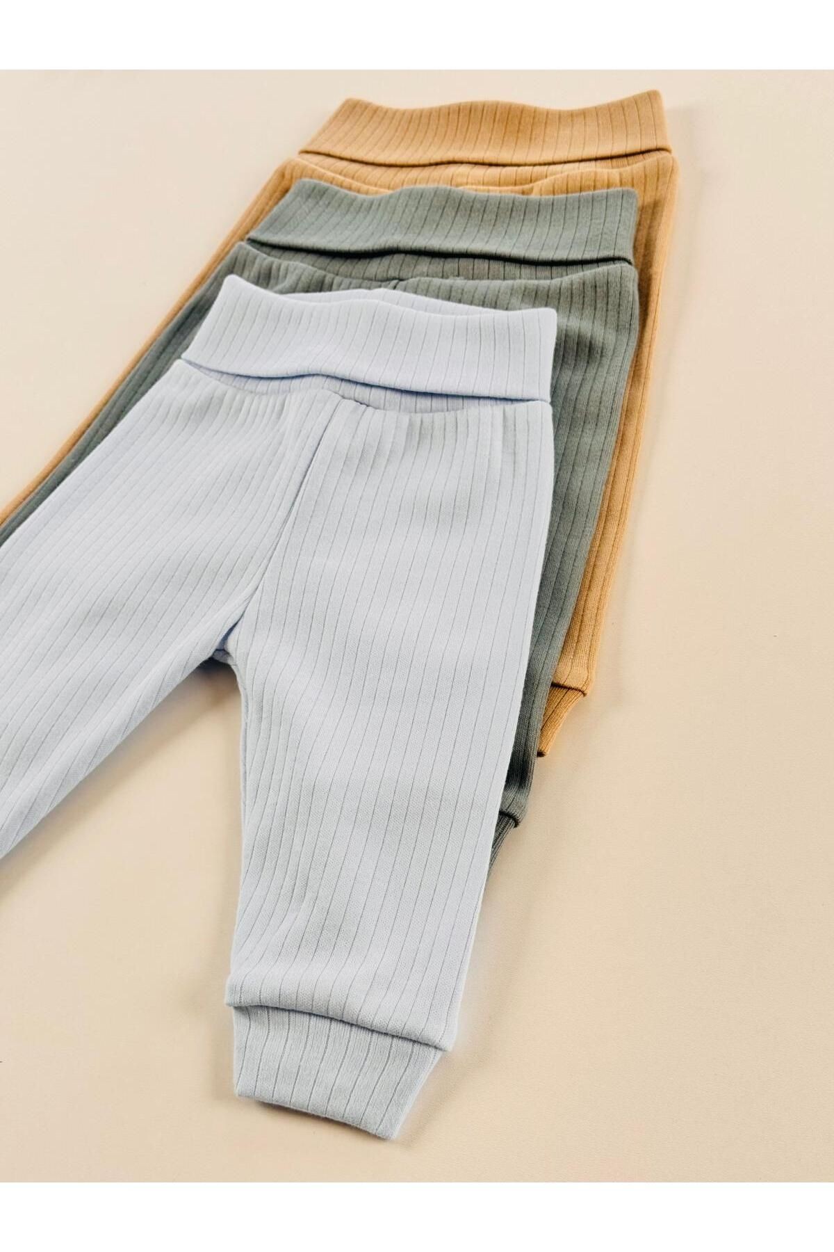3'lü %100 Pamuklu Unisex Raporlu Basic Bebek Pantolon