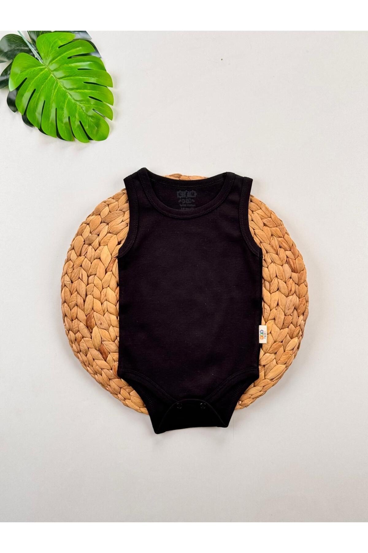5'li Siyah %100 Pamuklu Askılı Bebek Atlet Body