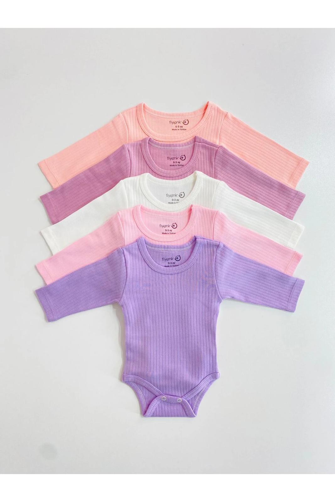 5'li %100 Pamuklu Raporlu Uzun Kol Bebek Atlet Zıbın