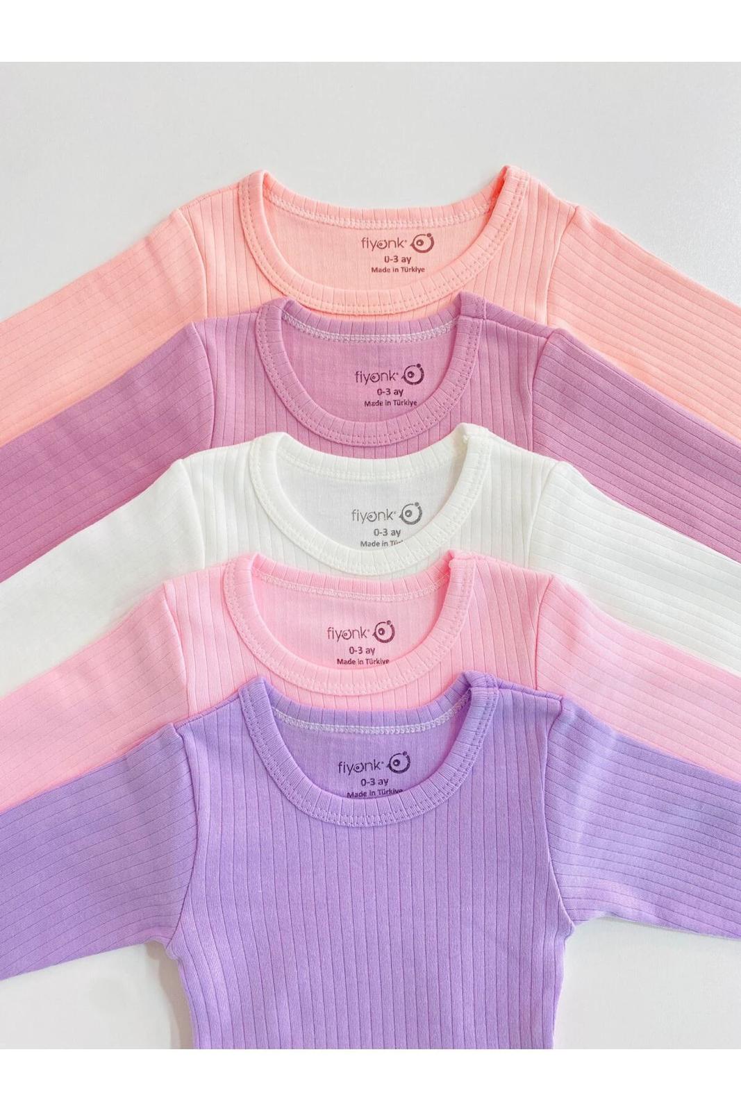 5'li %100 Pamuklu Raporlu Uzun Kol Bebek Atlet Zıbın