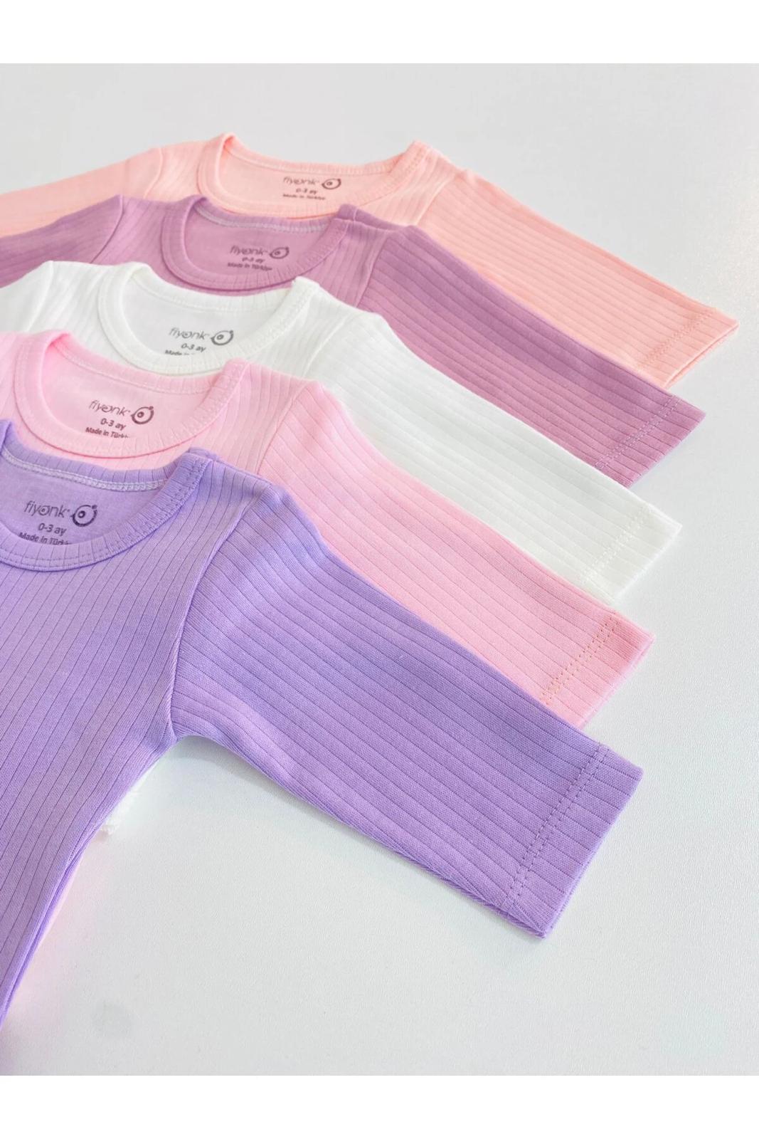 5'li %100 Pamuklu Raporlu Uzun Kol Bebek Atlet Zıbın