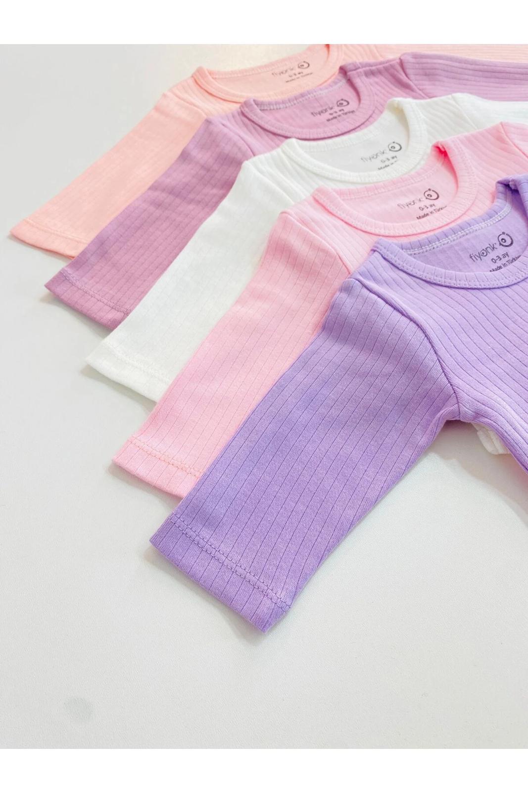 5'li %100 Pamuklu Raporlu Uzun Kol Bebek Atlet Zıbın