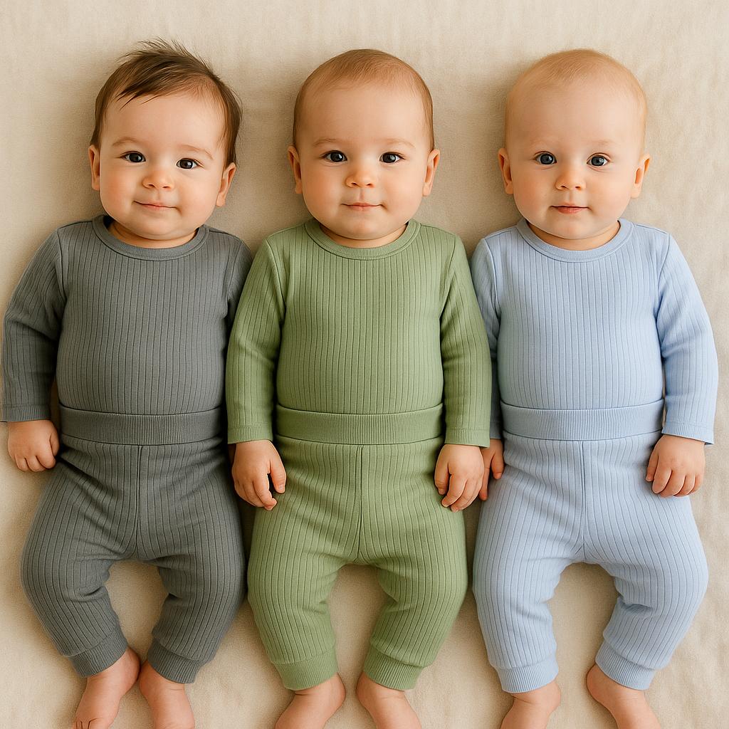 3'lü Unisex Pamuklu Raporlu Bebek Basic Body Pantolon Takım - Renkli-2