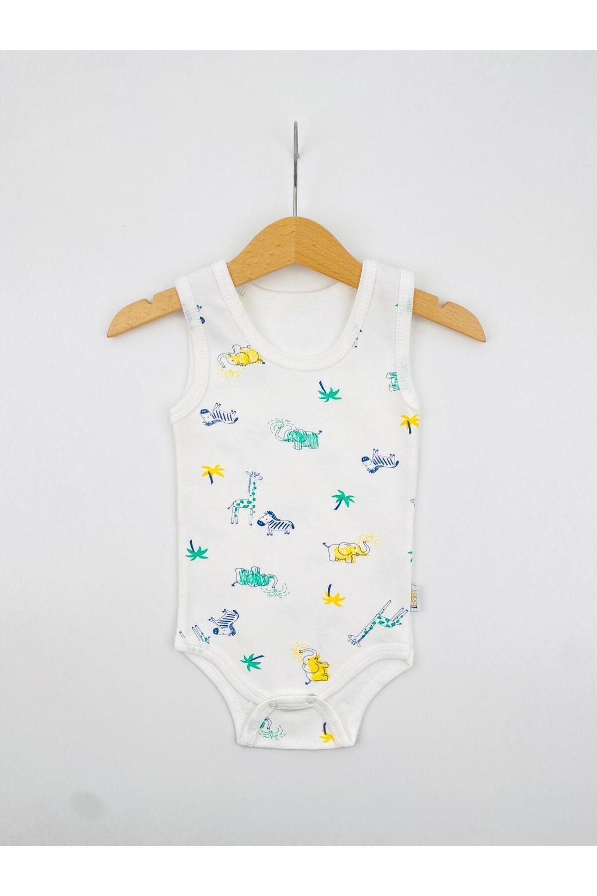 3'lü Zebra Desenli Pamuklu Bebek Atlet Body