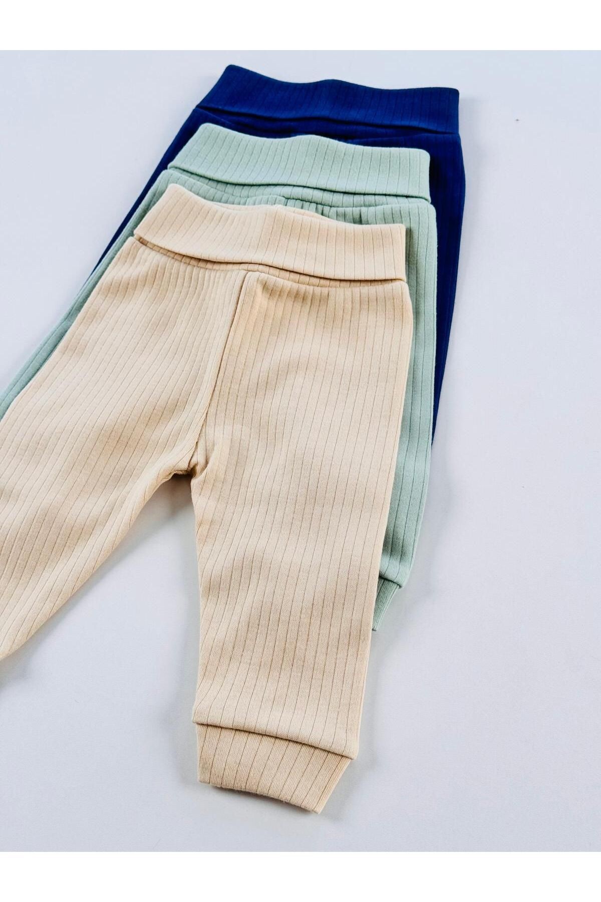 3'lü %100 Pamuklu Unisex Raporlu Basic Bebek Pantolon