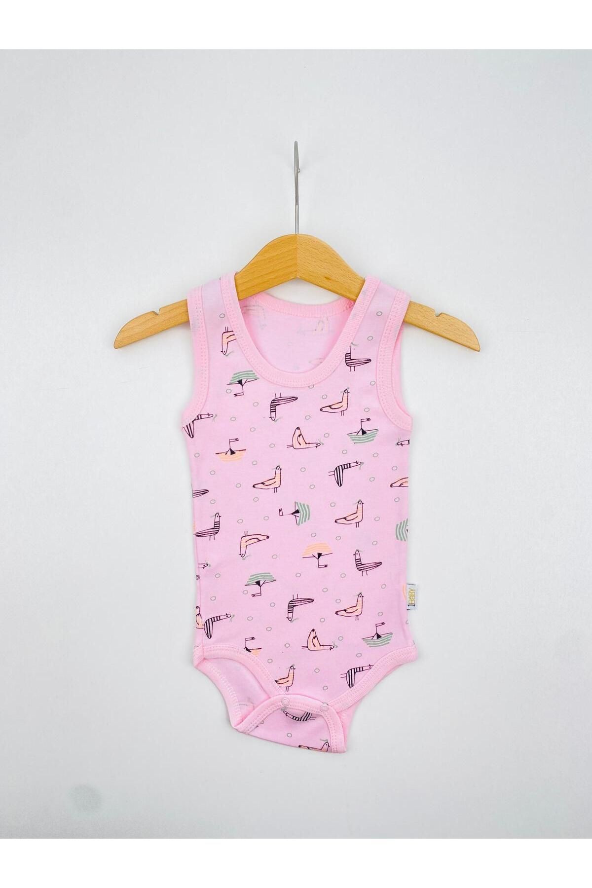 3'lü Kuş Desenli Pamuklu Bebek Atlet Body