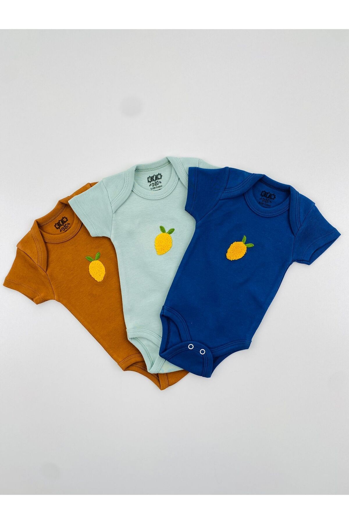 3'lü Süzene Nakışlı Çıt Çıtlı Unisex Bebek Body