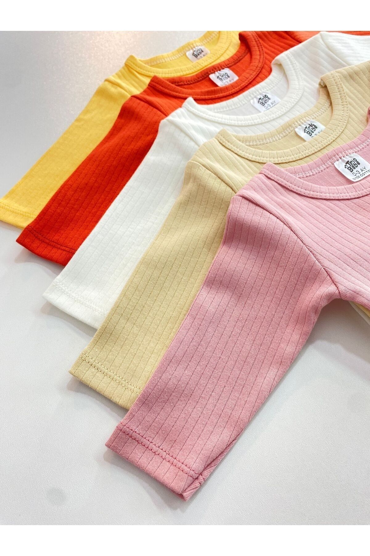 5'li %100 Pamuklu Raporlu Uzun Kol Bebek Atlet Zıbın