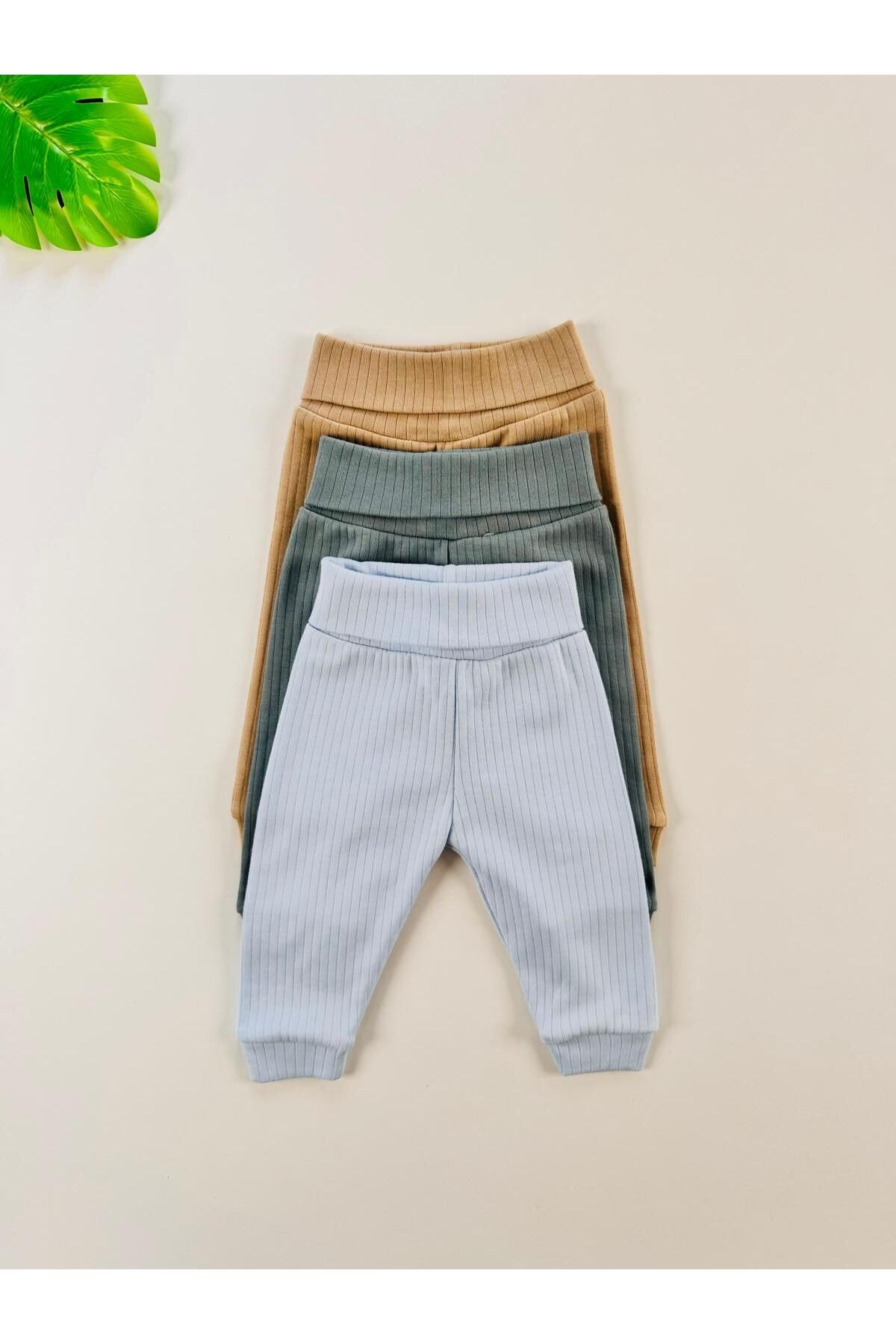 3'lü %100 Pamuklu Unisex Raporlu Basic Bebek Pantolon