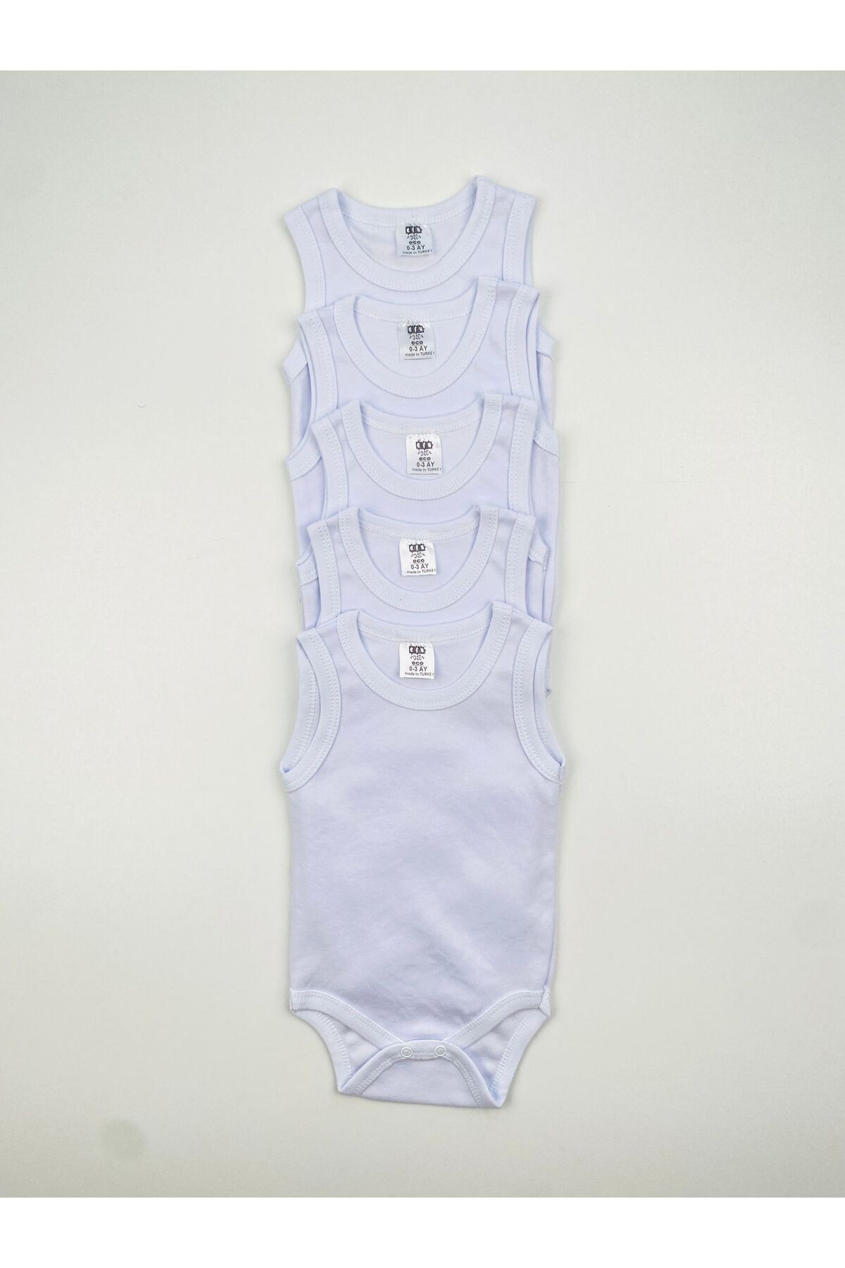 5'li Askılı Unisex Pamuklu Penye Atlet Body Beyaz