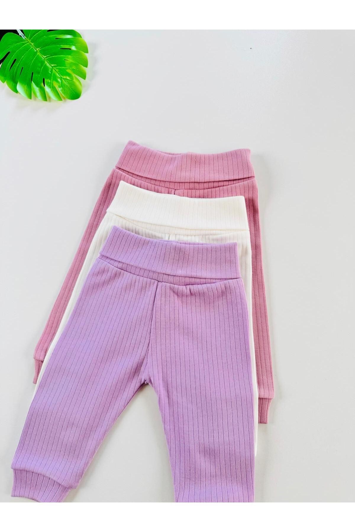3'lü %100 Pamuklu  Raporlu Basic Bebek Pantolon