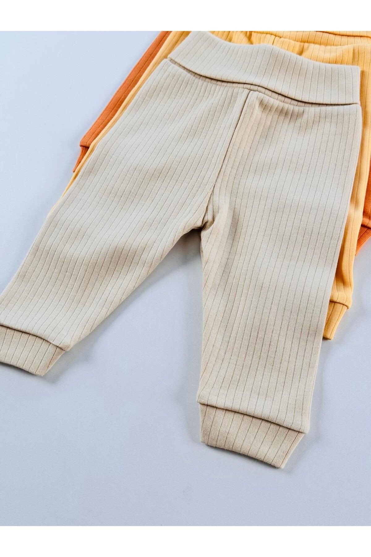 3'lü %100 Pamuklu Unisex Raporlu Basic Bebek Pantolon