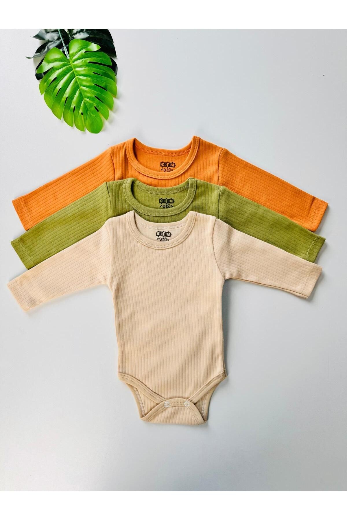 3'lü Unisex Pamuklu Raporlu Bebek Basic Body Pantolon Takım