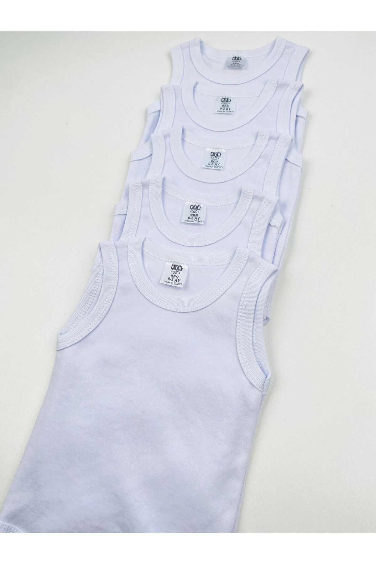 5'li Askılı Unisex Pamuklu Penye Atlet Body Beyaz