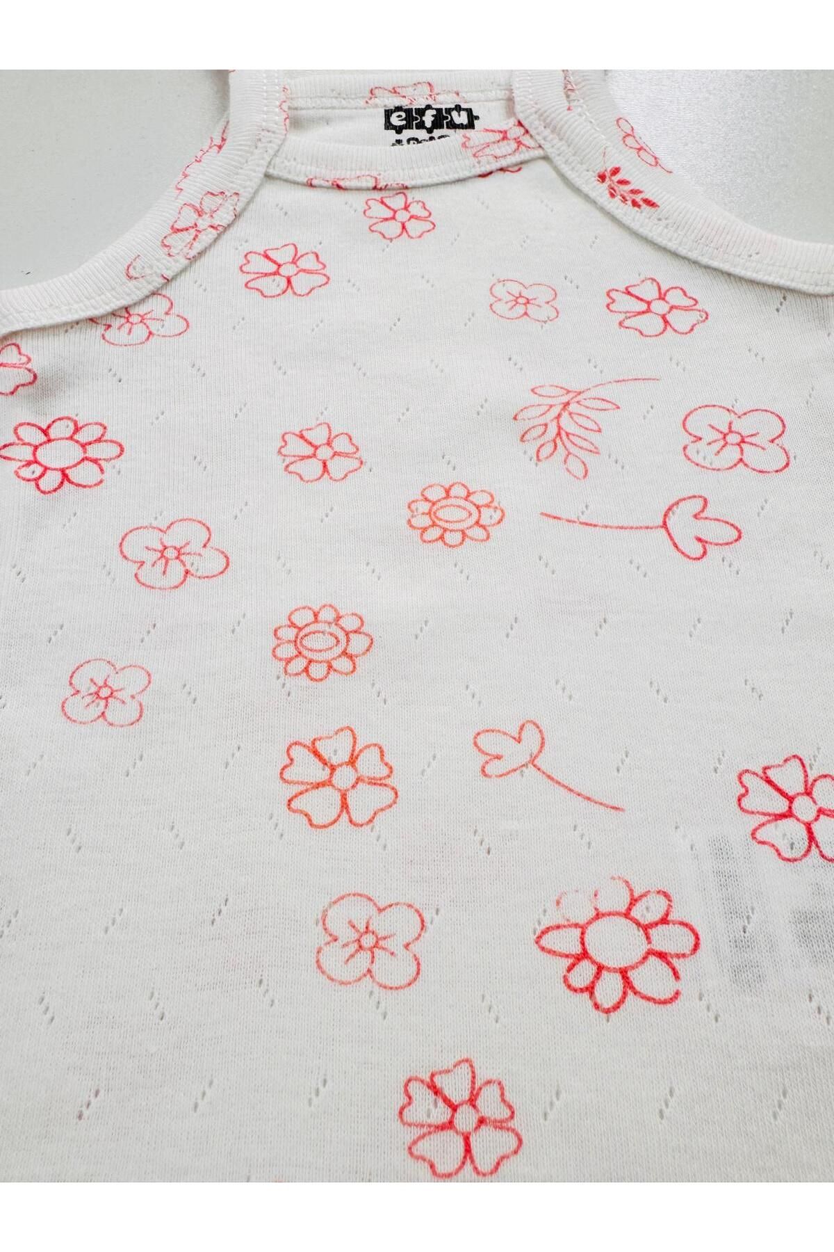 Papatya Desenli %100 Pamuklu İp Askılı Jakarlı Kız Bebek Body