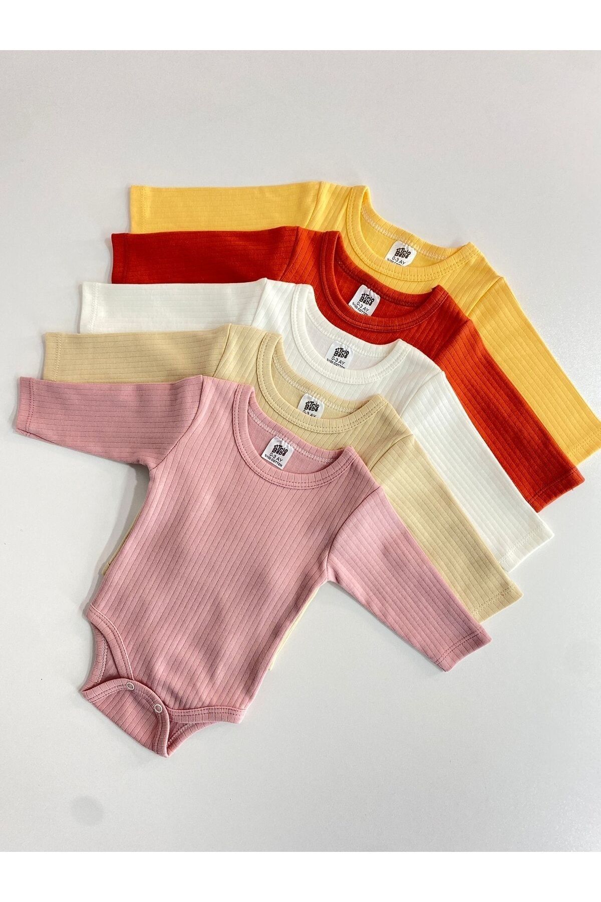 5'li %100 Pamuklu Raporlu Uzun Kol Bebek Atlet Zıbın