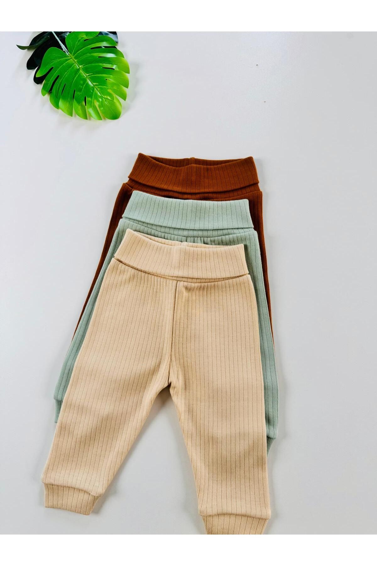 3'lü %100 Pamuklu Unisex Raporlu Basic Bebek Pantolon