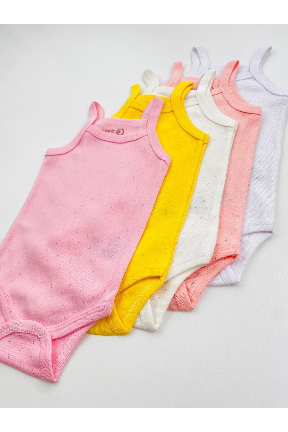 5'li İp Askılı Jakarlı Pamuklu Kız Bebek Atlet Body