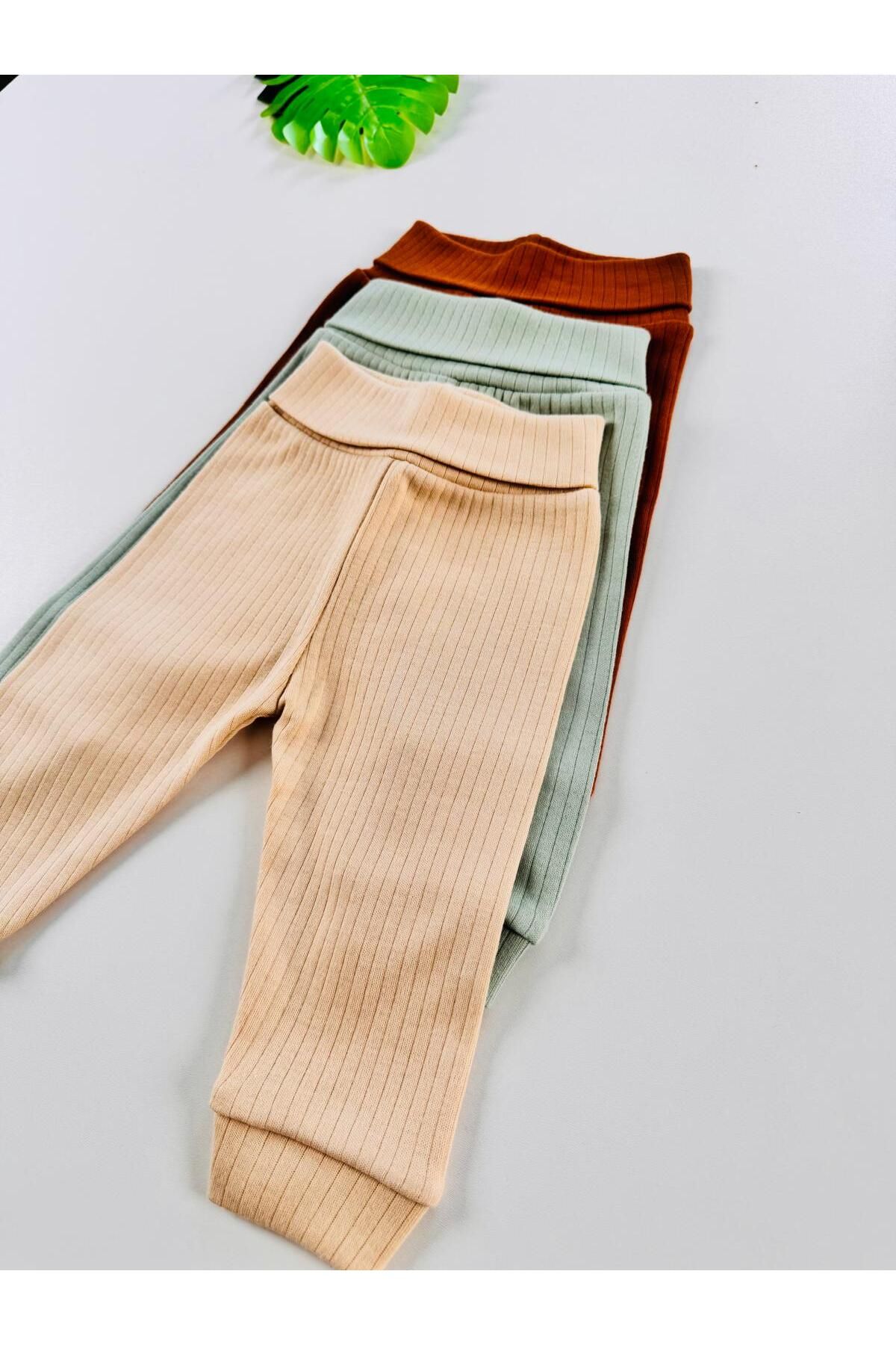 3'lü %100 Pamuklu Unisex Raporlu Basic Bebek Pantolon