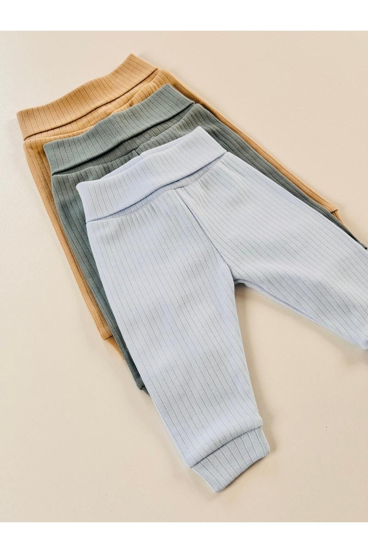 3'lü %100 Pamuklu Unisex Raporlu Basic Bebek Pantolon