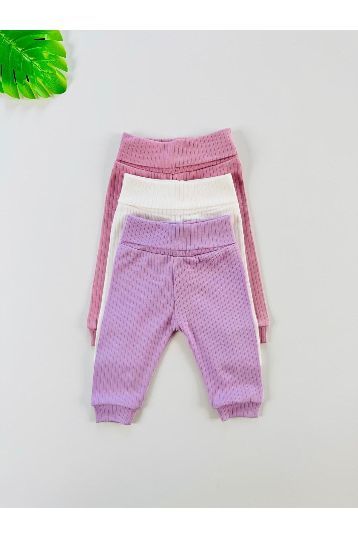 3'lü %100 Pamuklu  Raporlu Basic Bebek Pantolon