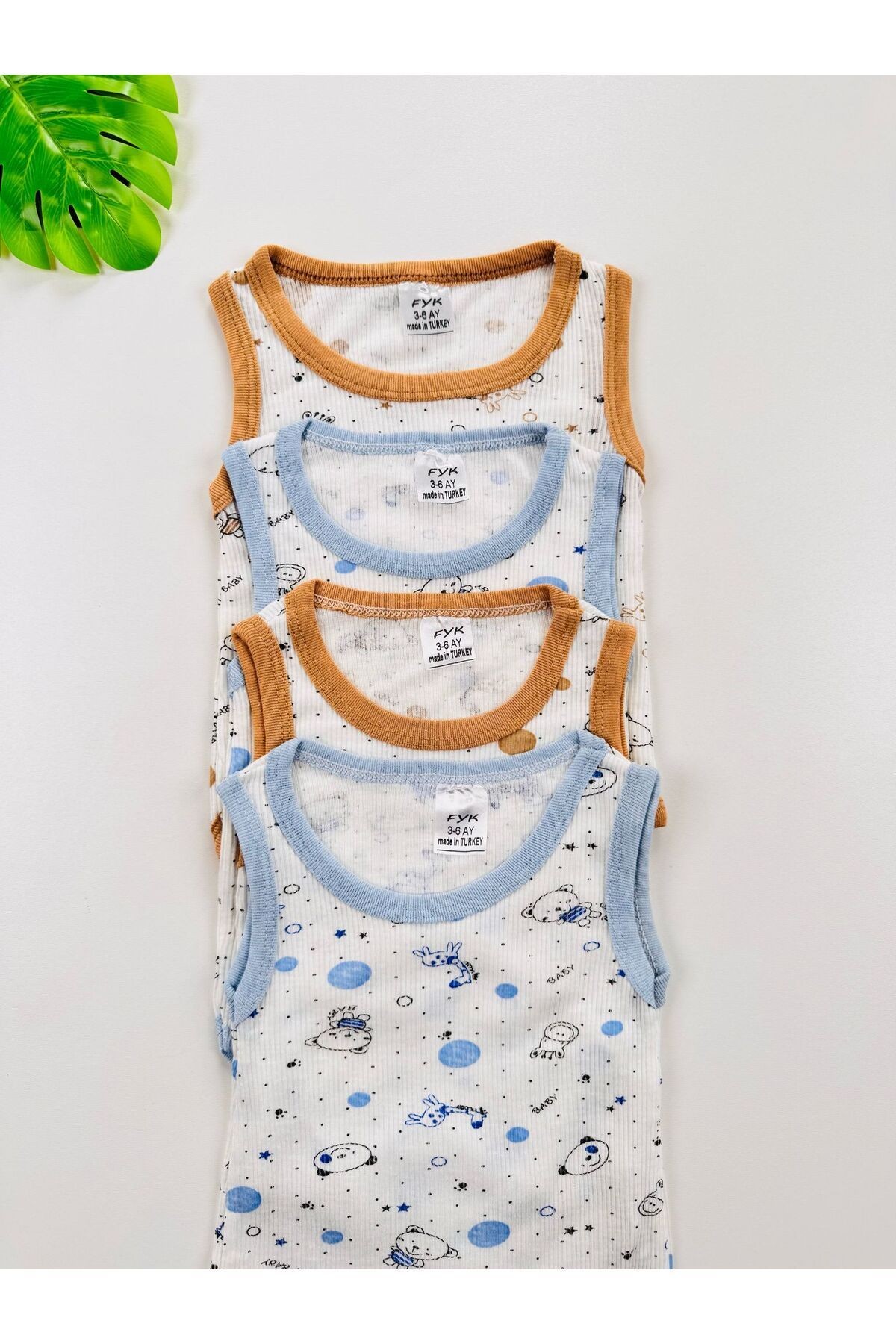 4'lü Ekonomik Esnek Erkek Bebek Atlet Body
