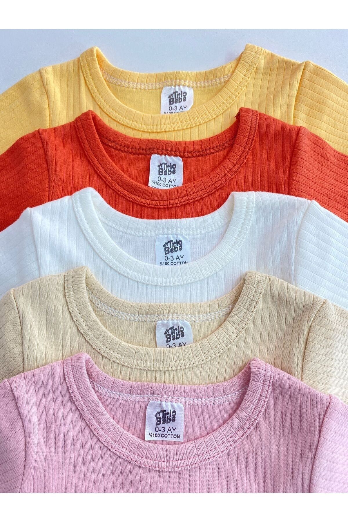 5'li %100 Pamuklu Raporlu Uzun Kol Bebek Atlet Zıbın