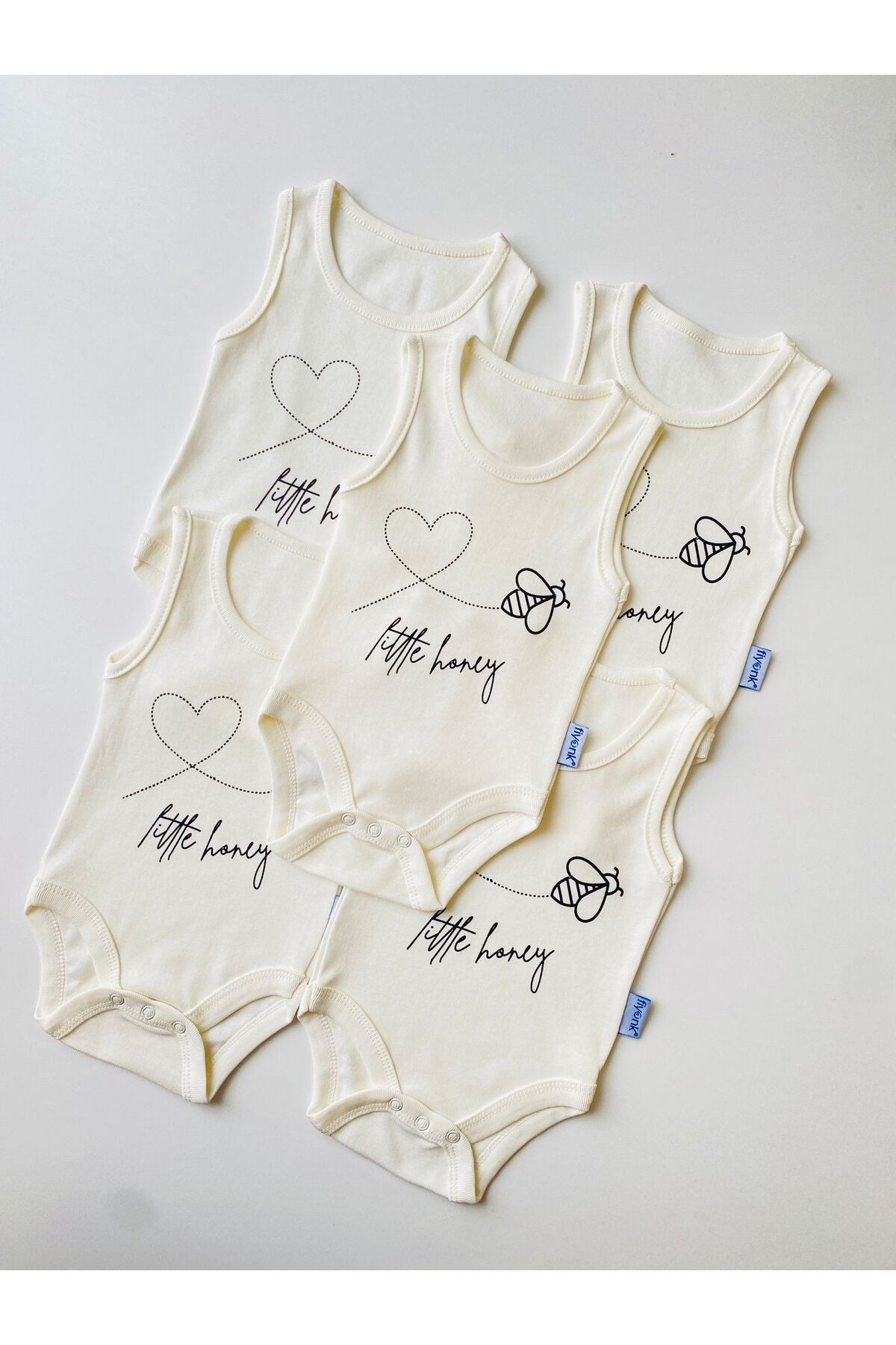 5'li Kelebek Desenli Bebek Atlet Body