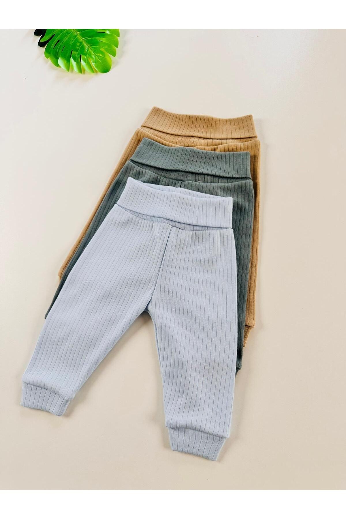 3'lü %100 Pamuklu Unisex Raporlu Basic Bebek Pantolon