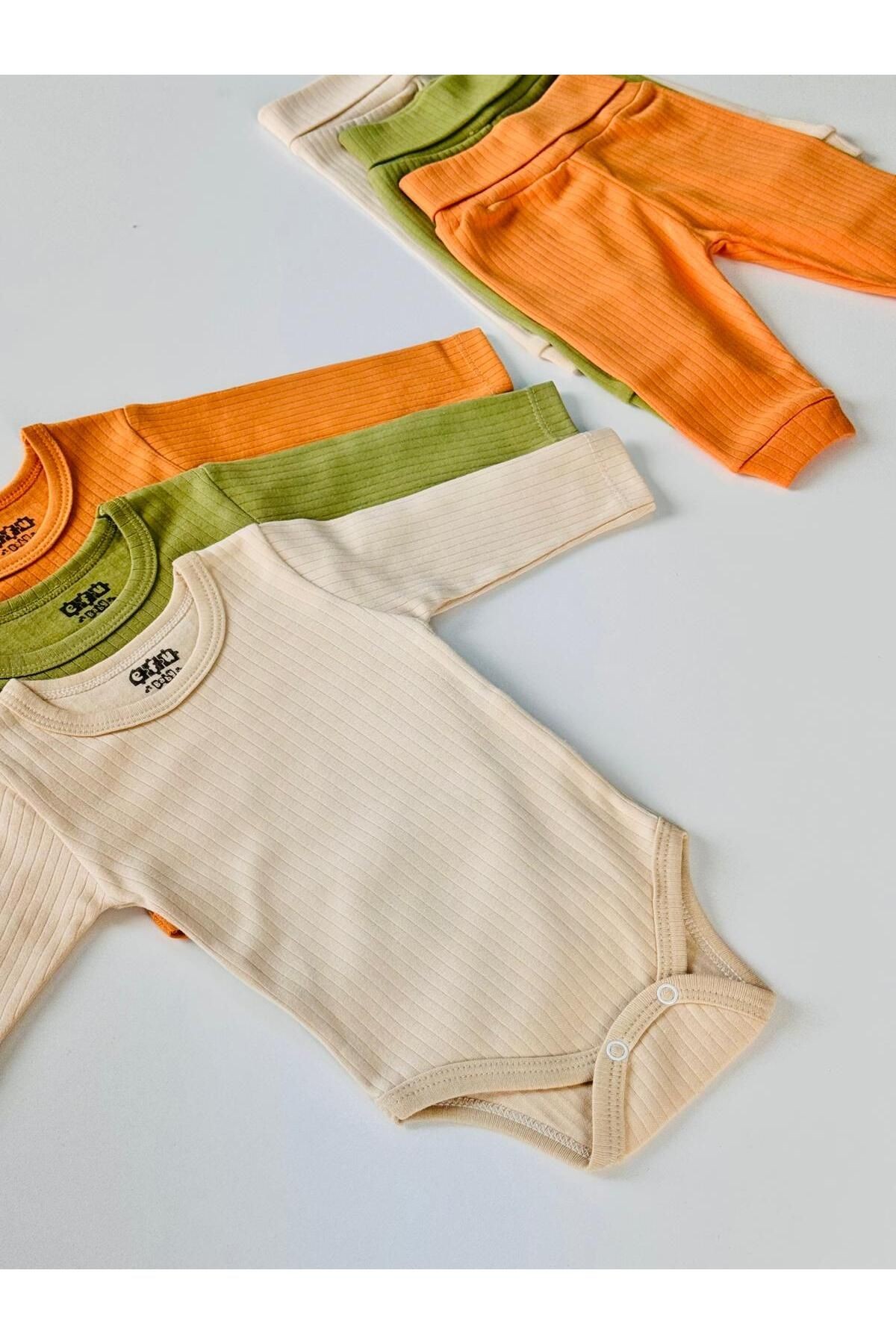 3'lü Unisex Pamuklu Raporlu Bebek Basic Body Pantolon Takım