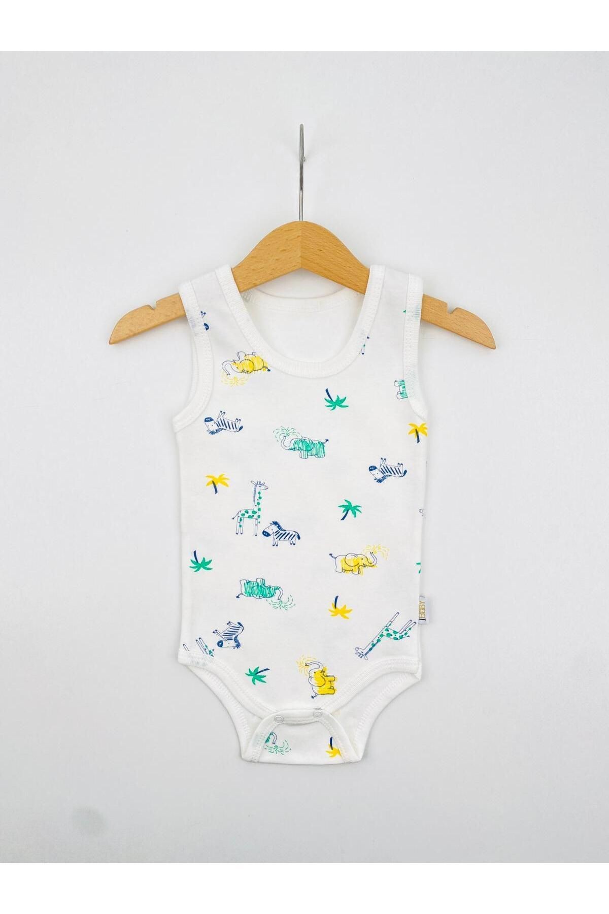 3'lü Zebra Desenli Pamuklu Bebek Atlet Body