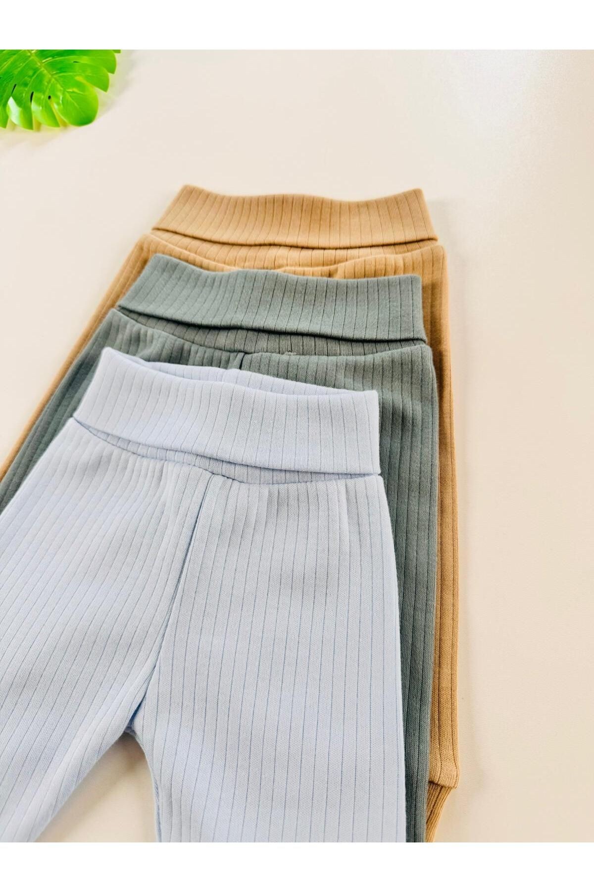 3'lü %100 Pamuklu Unisex Raporlu Basic Bebek Pantolon