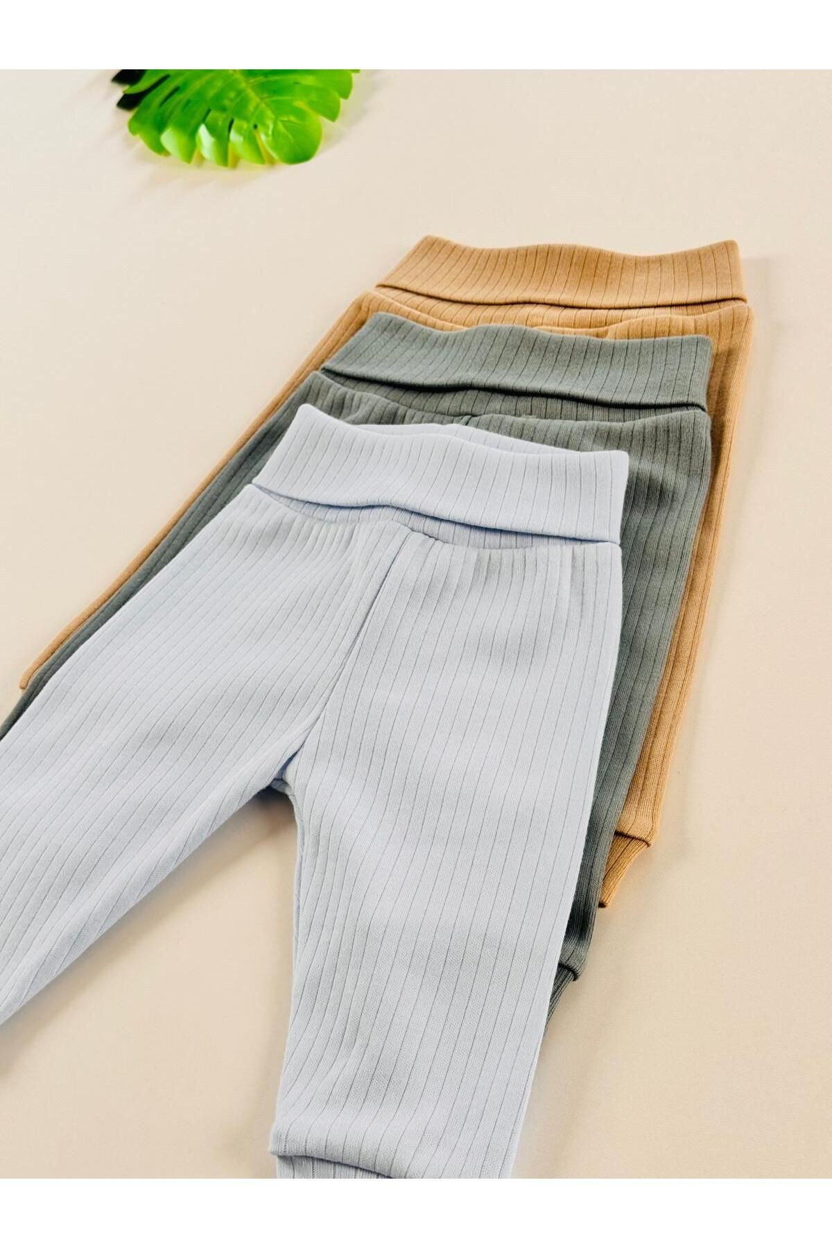 3'lü %100 Pamuklu Unisex Raporlu Basic Bebek Pantolon