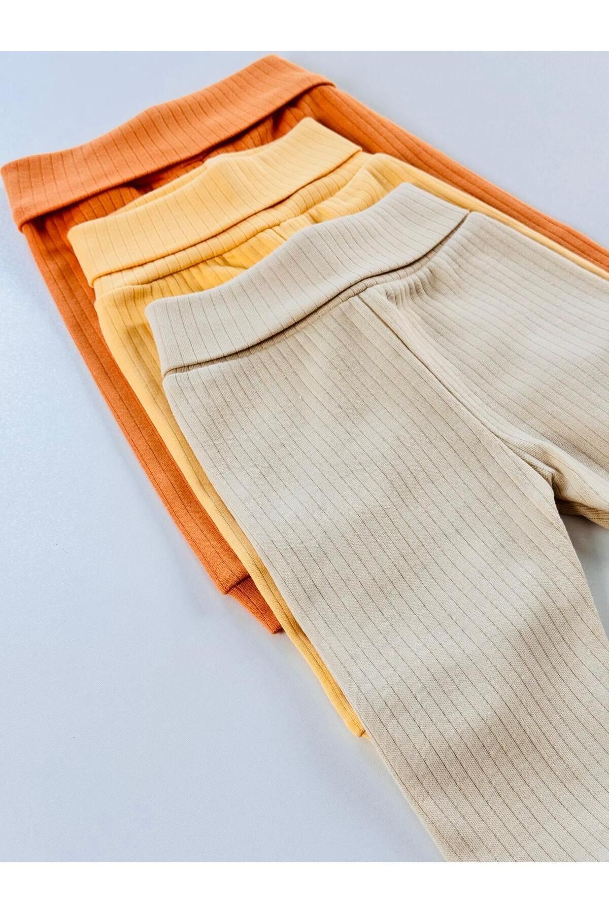 3'lü %100 Pamuklu Unisex Raporlu Basic Bebek Pantolon
