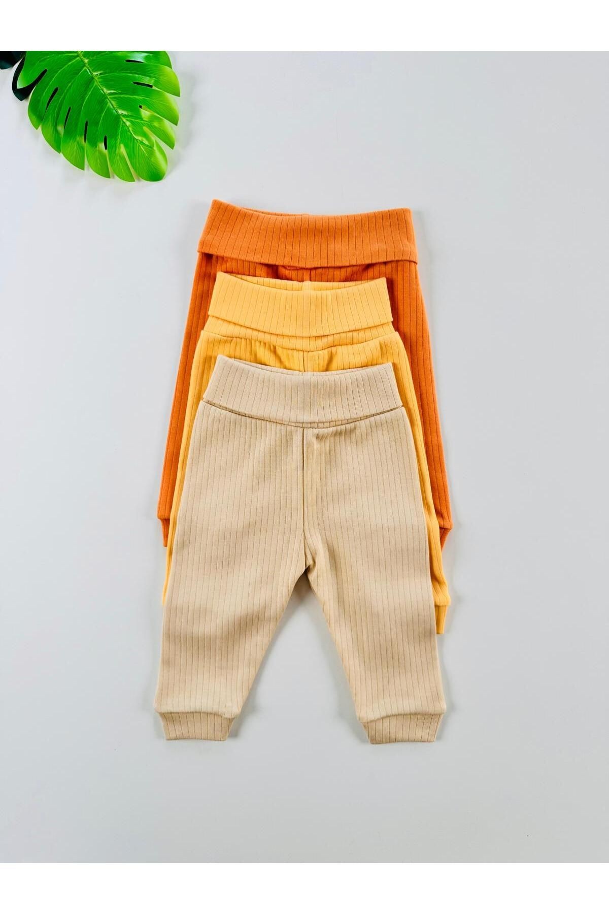 3'lü %100 Pamuklu Unisex Raporlu Basic Bebek Pantolon